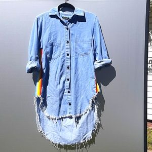 Kroix light weight denim distressed back shirt